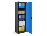 Kovová kancelárska skriňa s nastaviteľnými policami SB600 - grafit / modrá