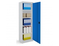 Kovová kancelárska skriňa s nastaviteľnými policami SB600 - svetlosivá / modrá