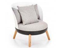 Dizajnové kreslo Scandi - sivá / biela / čierna / prírodná