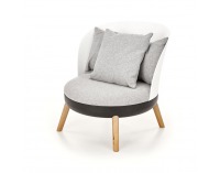 Dizajnové kreslo Scandi - sivá / biela / čierna / prírodná