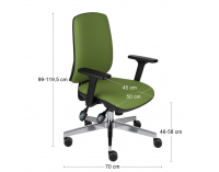 Kancelárska stolička s podrúčkami Sean 3D - zelená / čierna / chróm