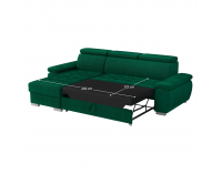 Rohová sedačka s rozkladom a úložným priestorom Semi Roh L - zelená