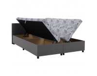 Čalúnená manželská posteľ s úložným priestorom Sherin 160 - sivá / vzor