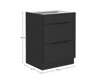 Dolná kuchynská skrinka Siber 60 D 3S BB - čierna