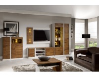 TV panel na stenu s osvetlením Siena SI - dub mocca / biela