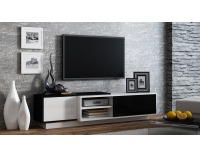 TV stolík Sigma 1A - biela / čierny lesk / biely lesk