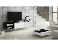 TV stolík Sigma 2B - biela / biely lesk / čierna / čierny lesk