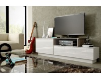 TV stolík Sigma 3B - biela / biely lesk / dub sonoma