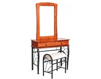 Rustikálny toaletný stolík so zrkadlom 1102 - čerešna antická / čierna