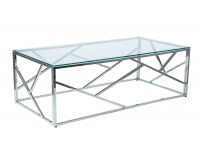 Sklenený konferenčný stolík Escada A - priehľadná / chróm