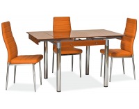 Jedálenský stôl GD-082 - chróm / tvrdené sklo / oranžová