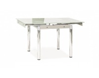 Jedálenský stôl GD-082 - chróm / tvrdené sklo / biela