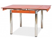 Jedálenský stôl GD-082 - chróm / tvrdené sklo / oranžová