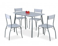 Jedálenský set Modus 1+4 - hliník / biely lesk