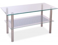 Sklenený konferenčný stolík Pixel B2 - sklo / chróm / tvrdené sklo