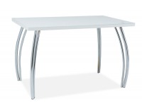 Jedálenský stôl SK-2 - biely lesk / chróm