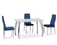 Jedálenský stôl SK-2 - biely lesk / chróm