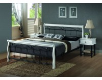 Rustikálna manželská posteľ s roštom Venecja 160 - biela / čierna