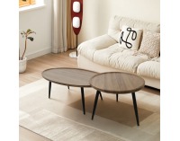 Okrúhly konferenčný stolík (2 ks) Silvio - dub / čierna