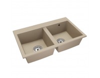 Granitový kuchynský drez so sifónom Siven 20 80x49 cm - béžová