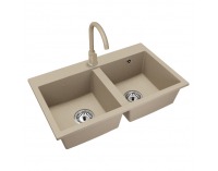 Granitový kuchynský drez so sifónom Siven 20 80x49 cm - béžová
