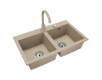Granitový kuchynský drez so sifónom Siven 20 80x49 cm - béžová
