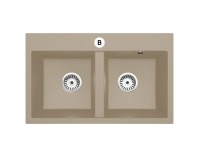Granitový kuchynský drez so sifónom Siven 20 80x49 cm - béžová