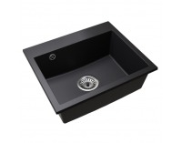 Granitový kuchynský drez so sifónom Siven 20 80x49 cm - čierna