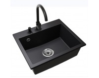 Granitový kuchynský drez so sifónom Siven 20 80x49 cm - čierna