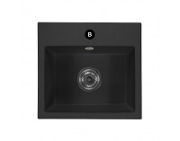Granitový kuchynský drez so sifónom Siven 20 80x49 cm - čierna