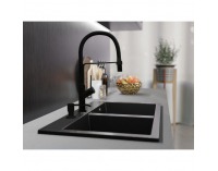 Granitový kuchynský drez so sifónom Siven 20 80x49 cm - grafit