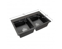 Granitový kuchynský drez so sifónom Siven 20 80x49 cm - grafit