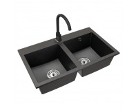 Granitový kuchynský drez so sifónom Siven 20 80x49 cm - grafit