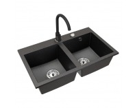 Granitový kuchynský drez so sifónom Siven 20 80x49 cm - grafit