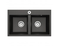 Granitový kuchynský drez so sifónom Siven 20 80x49 cm - grafit