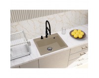 Granitový kuchynský drez so sifónom Siven 55 58x49 cm - béžová