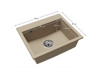 Granitový kuchynský drez so sifónom Siven 55 58x49 cm - béžová
