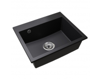 Granitový kuchynský drez so sifónom Siven 55 58x49 cm - čierna
