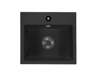 Granitový kuchynský drez so sifónom Siven 55 58x49 cm - čierna
