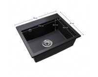 Granitový kuchynský drez so sifónom Siven 55 58x49 cm - grafit