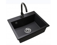 Granitový kuchynský drez so sifónom Siven 55 58x49 cm - grafit