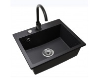 Granitový kuchynský drez so sifónom Siven 55 58x49 cm - grafit