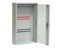 Kovová skrinka na kľúče s presklenými dverami SK15/S - svetlosivá