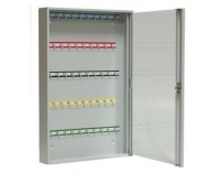 Kovová skrinka na kľúče s presklenými dverami SK50/S - svetlosivá