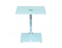 Sklenený príručný stolík Pelok - biela