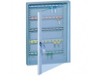 Presklená skrinka na kľúče s pohyblivými háčikmi SKR50/S - svetlosivá