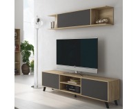 Skrinka na stenu Huron - dub sonoma / sivá