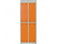 Školská šatňová skrinka s vetracími otvormi SKS 300 04 - svetlosivá / oranžová