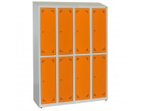 Školská šatňová skrinka s vetracími otvormi SKS 300 08 - svetlosivá / oranžová