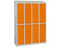 Školská šatňová skrinka s vetracími otvormi SKS 300 08 - svetlosivá / oranžová